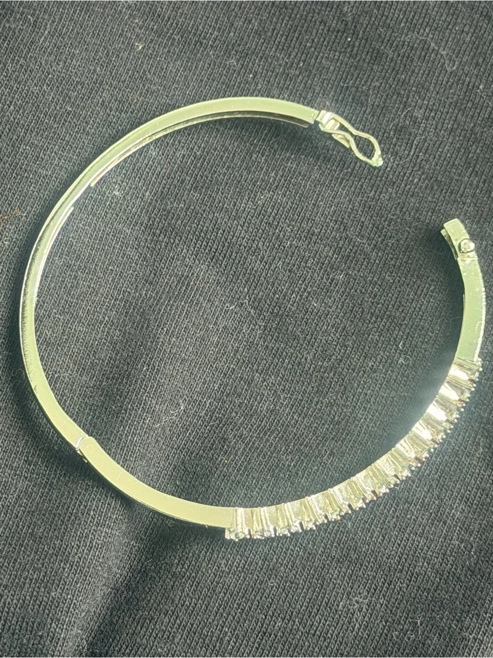Elegant Crystal-Accented Silver Bangle Bracelet - Women's Accessory